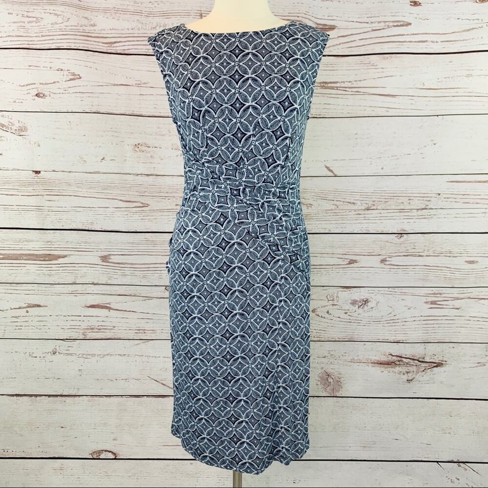 Kut from the Kloth blue white knit sheath ruched